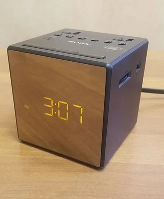Sony ICF-C1T Digital Two Alarms Clock Radio Mirrored Cube Works Perfect ~ NICE! - Image 1 of 4