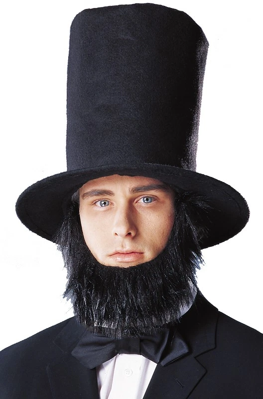Abraham Lincoln Hat With Beard Halloween Costume Accessory Standard