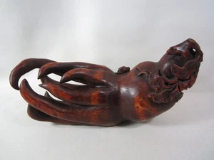 Chinese Vintage Carved Wood Buddha Hand Finger Citron Sculpture with Cicada - Picture 1 of 18