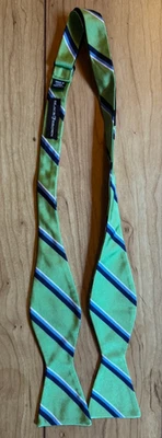 Green 100% Silk Striped Adjustable Bow Tie - Image 1 of 3