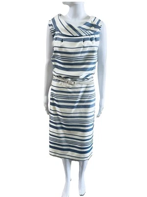 Madison Leigh Plus Size 24W Blue Belted Sheath Dress Knee Length Bust 52” NWT - Image 1 of 4