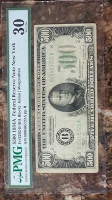1934A  PMG Graded $500.00 Federal Reserve Note New York Graded 30 Very Fine  - Image 1 of 2