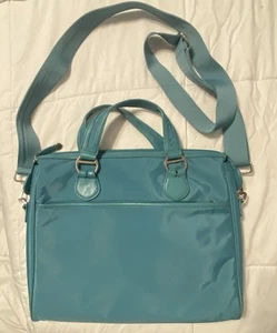 Tumi Womens Padded Protective Laptop Case Bag Pouch Teal Nylon Shoulder Strap - Picture 1 of 8