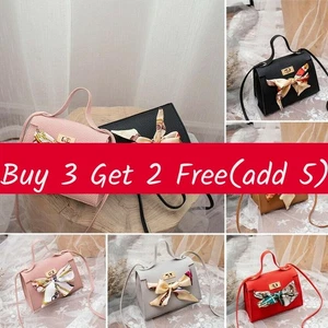 Elegant Pu Leather Women Tote Messenger Bag With Charming Scarf Bow Decoration - Picture 1 of 13