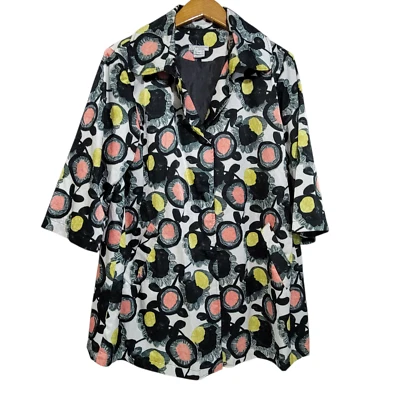 Grace Chuang Jacket Womens Medium Satin Art to Wear Abstract Floral Modernist - Image 1 of 4