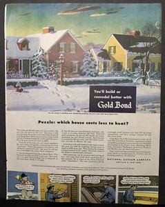 Vintage 1938 Print Ad: Gold Bond “Fireproof Gold Bond Rock Wool.” - Picture 1 of 1