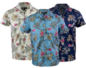Mens Premium Fashion Hawaiian Floral Shirt Short Sleeve Casual 100% Cotton S-XXL - Picture 1 of 9