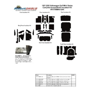 Insulation Sound Deadener Kit for 1997-06 Volkswagen Golf Sedan Shield Complete - Picture 1 of 22