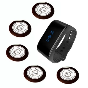 SINGCALL Wireless Calling System of 5 Single Button Bells, 1 Waterpoof Watch - Zdjęcie 1 z 11