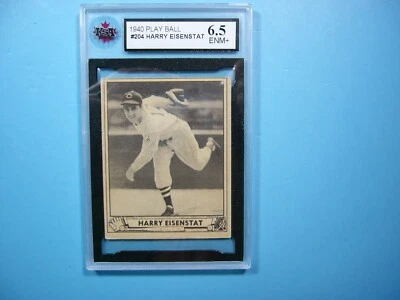 1940 PLAY BALL GUM INC. MLB BASEBALL CARD #204 HARRY EISENSTAT ROOKIE KSA 6.5 GL - Image 1 of 2