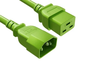 Cable de alimentación de extensión de servidor PDU (IEC320 C14 a IEC320 C19), verde 2/3/4/6/8/10 pies - Imagen 1 de 1