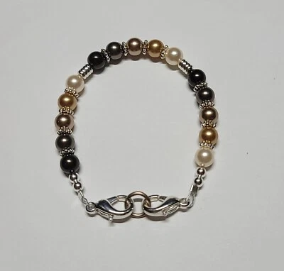 Marrón Swarovski Elementos Perla Colores Otoño Alerta Médica ID Repuesto ¡Bonito! Foto 1 de 3