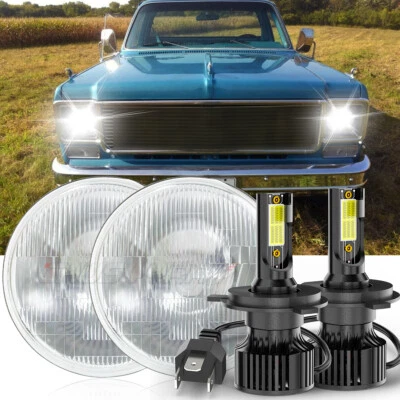 Par de faros LED redondos de 7 pulgadas para GMC C15/C25 C35 1975-1978 aptos para haz alto bajo Foto 1 de 4