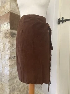 Vintage Ralph Lauren Country Label Brown Suede Skirt Size 8 10 12 - Picture 1 of 5