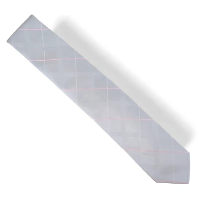 Michael Kors Men's York Classic Grid Tie Necktie Classic 3" Silk Blend Silver - Image 1 of 4