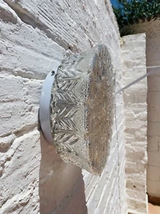 10.5 x 4.5" Antique Art Nouveau Glass Flush Mount Wall Sconce Porch Light - Picture 1 of 14