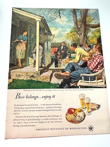 Beer Belongs...Enjoy It  1948 Print Ad or  Simmon's Beautyrest Twin beds 10x 13 - Picture 1 of 3