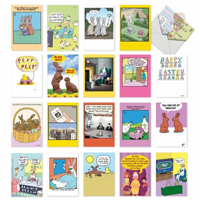 Easter Cards-Eastertime Fun: Funny Assorted Set Of 20 Cards w/ Envelopes - Image 1 of 4