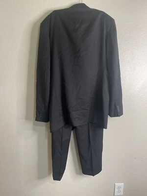 Traje Chaqueta Yves Saint Laurent Para Hombre Talla 42 Pantalones Plisados Lana Negro Talla 15.5 Foto 1 de 4