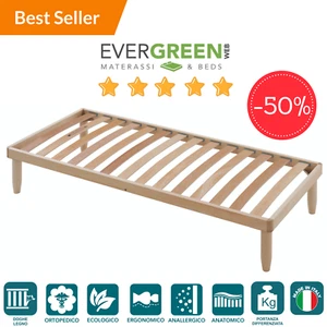 Rete Singola Fissa 80x190 Alta 35 cm a Doghe in Legno Naturale Ortopedica ?? - Imagen 1 de 5