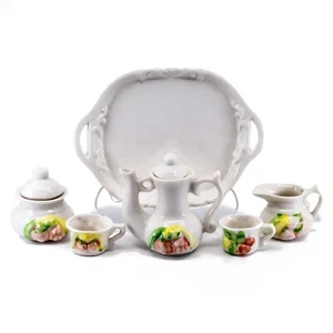 8 Piece Miniature Porcelain Tea Set Teapot Sugar Creamer Cups With Vegetables - Picture 1 of 3