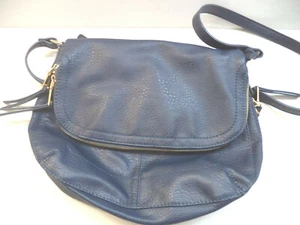URBAN EXPRESSIONS LARGE VEGAN LEATHER BLUE HANDBAG- NEW WITH SHOULDER STRAP - Picture 1 of 12