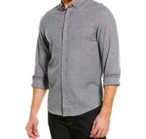 Heritage Report Collection Mens Button Up Flannel Shirt Gray Small Slim Fit NWT - Picture 1 of 12