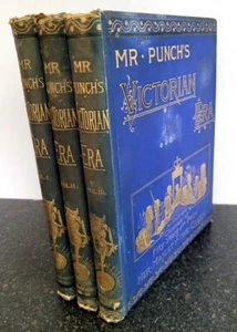 Mr. Punch’s Victorian Era Illustrated 3 Volumes Decorative Bindings 1887 - Picture 1 of 9