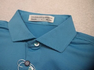 Camicia da golf Holderness & Bourne Perkins Performance tessuto a righe nuova con etichetta piccola $110 - Foto 1 di 12