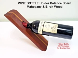 Portabotellas de vino de madera hecho a mano tabla de equilibrio madera de caoba y abedul - Imagen 1 de 9