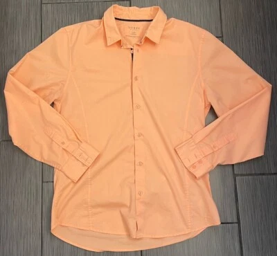 Guess Mens Slim Fit Long Sleeve Button Down Shirt Peach Size Large - Image 1 of 4