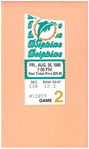 Miami Dolphins at Minnesota Vikings 8-26-1988 NFL ticket Topps Dan Marino HOF  B - Picture 1 of 2