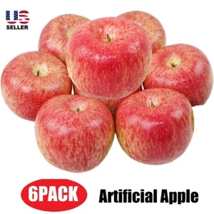 6Pcs Artificial Lifelike Red Apple Fake Fruit DecoratIve Kitchen Home Decor USA - Picture 1 of 10