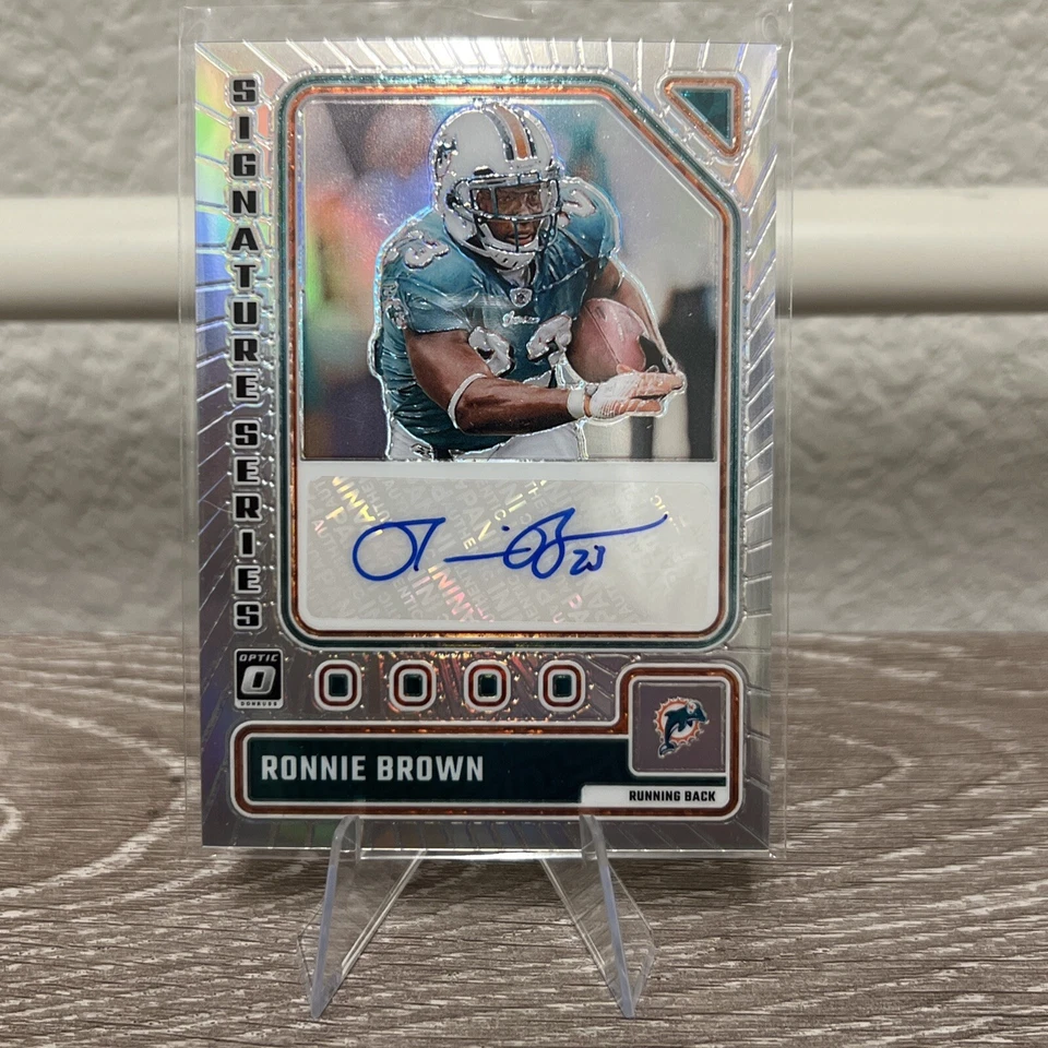 RONNIE BROWN 2023 Panini Donruss Optic Signature Series Silver Prizm DOLPHINS - Image 1 of 2