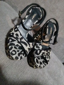 Dolce & Gabbana Leopard Print Platform Sandals Heels Sz 7.5 - Picture 1 of 10