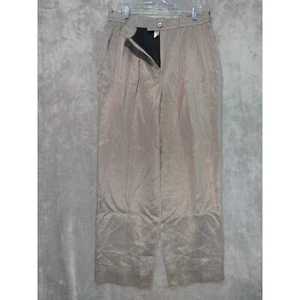 Yves Saint Laurent Pants Womens 12 White Black Herringbone Metallic Trousers - Picture 1 of 7