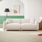 Modern Couch 88.58'' Bread-Like Sofa with 2 Pillows and Metal Feet,Beige