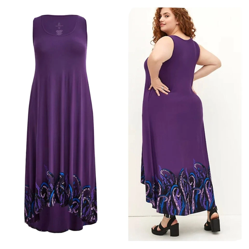 Maxi Vestido Torrid Talla Grande 1 Disney Villains Ursula Sirena Tentáculos Hi Lo Nuevo Foto 1 de 1