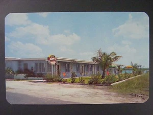Postal cromada color vintage de apartamentos Clearwater Beach Florida Sun años 50 - Imagen 1 de 2