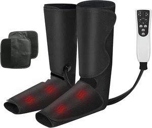 Air Compression Leg Massager with Heat Leg Massager Foot Calf Circulation Boot - Picture 1 of 11