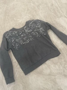 Banana Republic Womens Sweatshirt Medium Gray Embroidered Long Sleeve Pullover - Picture 1 of 5