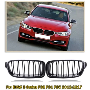 1 par de parrillas/rejillas delanteras riñones de fibra de carbono negras para BMW Serie 3 F30 F31 - Imagen 1 de 6