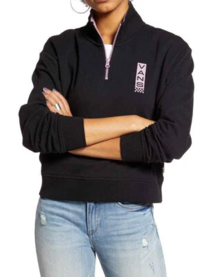VANS Women's Side With Zip Black Cropped Pullover Sweatshirt (VN0A4BGVBLK) S/M/L - Image 1 of 3