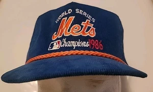 Gorra de pana vintage de campeones de la Serie Mundial 1986 de los Mets de Nueva York con cierre trasero a presión - Imagen 1 de 7