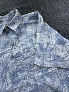 Liberty House of Hawaii Shirt Mens Medium Blue White Geometric Pullover Hawaiian - Picture 1 of 13