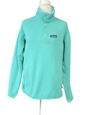 Patagonia Pullover Womens Medium Teal Blue Snap Fleece Sweater Outdoor Warm Top - Image 1 of 4