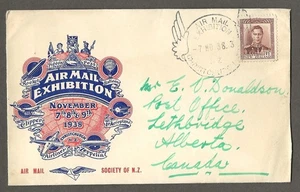 New Zealand 1938 Air mail exhibition commem cover, pretty cachet [ 188 - Picture 1 of 1