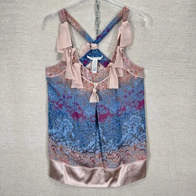 Blusa chaleco con tiras Diane Von Furstenberg talla 8 mezcla de seda correas de corredor Foto 1 de 4