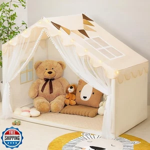 PIIKAGO Kinderspielzelt mit Matte - Kinderzelt Indoor mit Sternenlichtern und Fahnen - Bild 1 von 5