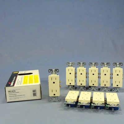 10 salidas de receptáculo dúplex Cooper Almond RESISTENTES A MANIPULACIONES 5-15R 15A TR1107A Foto 1 de 4